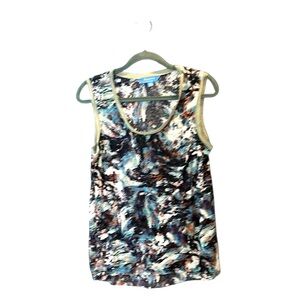 Simply Vera Vera Wang Blue and White with pinks and oranges,  Graphic  Tank Top
